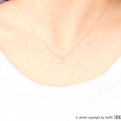 Personalised Diamond Initial Necklace - Gold..