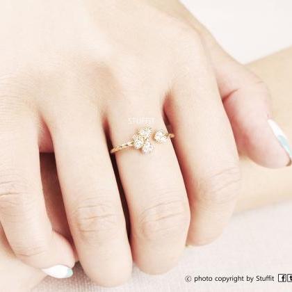 1 Clover Open Ring Lucky Symbol Ring Gold Plated..