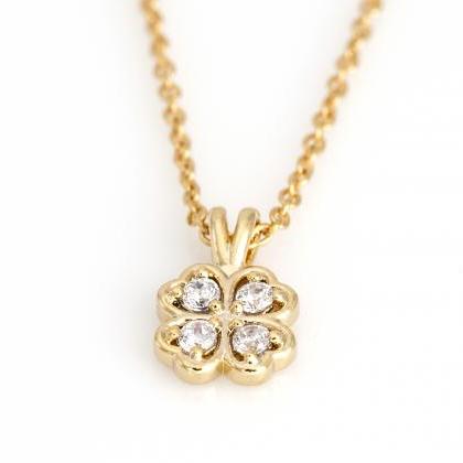 Clover Neckalace Four Leaves Necklace Gold Plated..