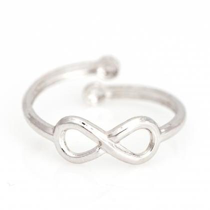 Infinity Open Ring Lucky Symbol Ring Rhodium..
