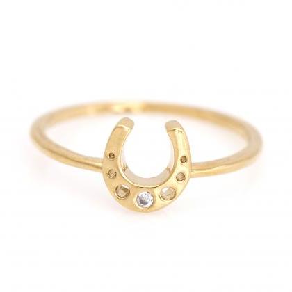 Horseshoe Ring Lucky Symbol Ring Gold Plated Over..