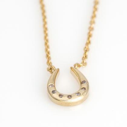 Horseshoe Necklace Lucky Symbol Necklace Gold..