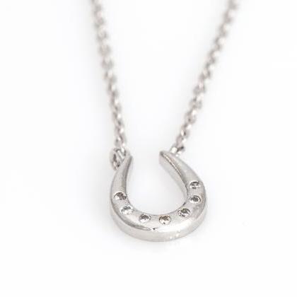Horseshoe Necklace Lucky Symbol Necklace Rhodium..