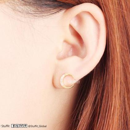 1 Crescent Moon Earrings Half Moon Stud Gold..
