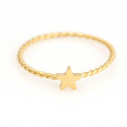 1 Star Ring Delicate Scratch Ring Gold Plated Over..
