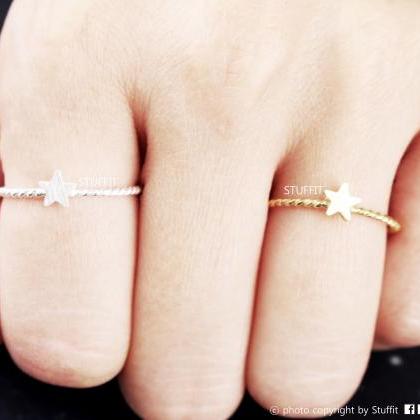 1 Star Ring Delicate Scratch Ring Gold Plated Over..