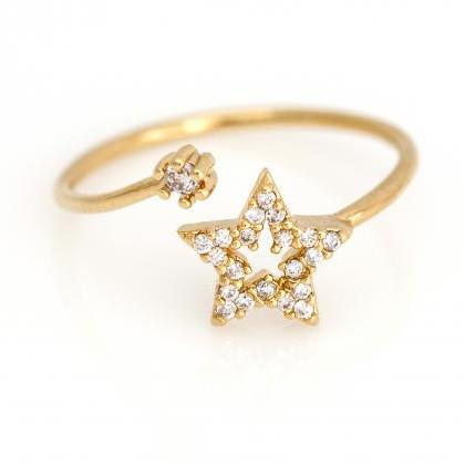 1 Star Open Ring Shiny Size Ring Gold Plated Over..