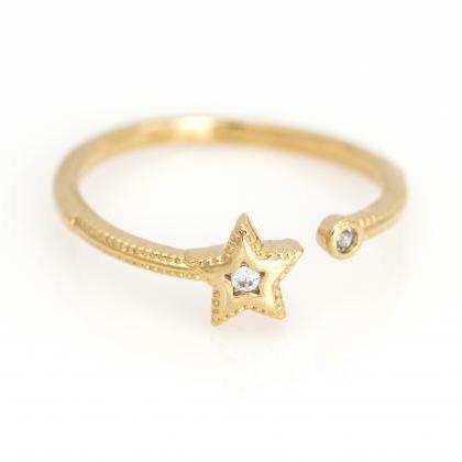 1 Star Open Ring Shiny Size Ring Gold Plated Over..