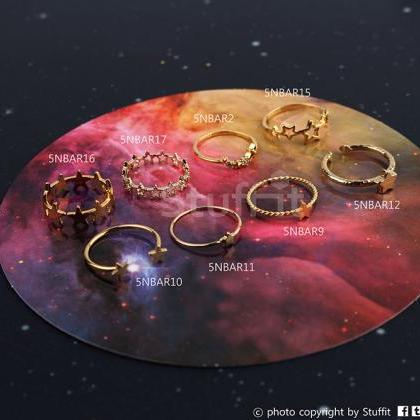 Mulit Stars Open Ring Delicate Shiny Ring Rhodium..