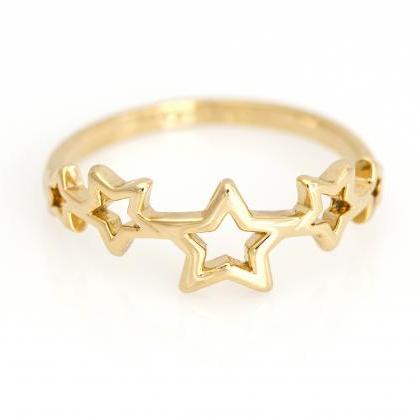 Mulit Stars Ring Delicate Shiny Ring Gold Plated..