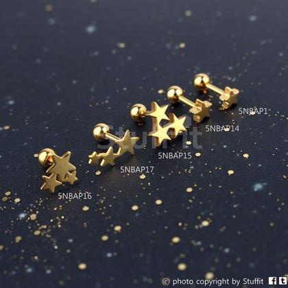 Stars Peircing For Tragus Helix Lobe Use Gold..