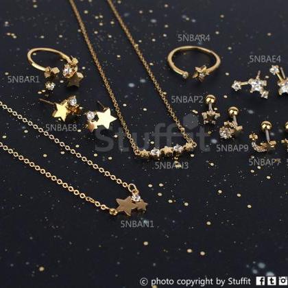 Multi Stars Necklace Shiny Necklace Gold Plated..