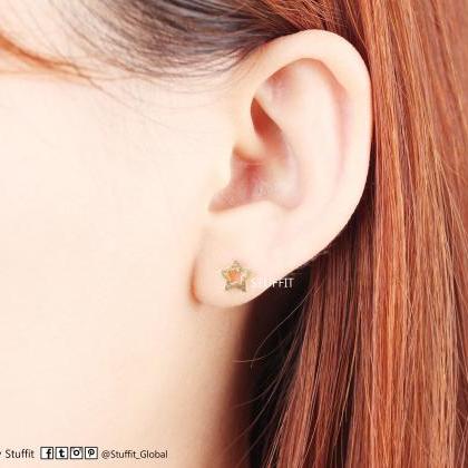 1 Star Earrings Delicate Scratch Star Stud Gold..