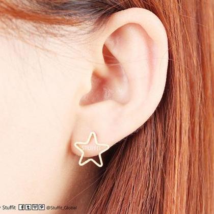 Star Stud Earrings In Gold, Jewelry