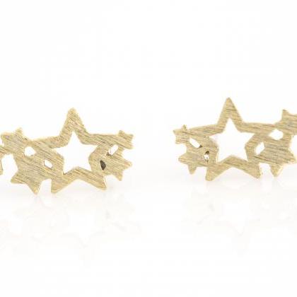 Multi Stars Earrings Delicate Scratch Star Stud..