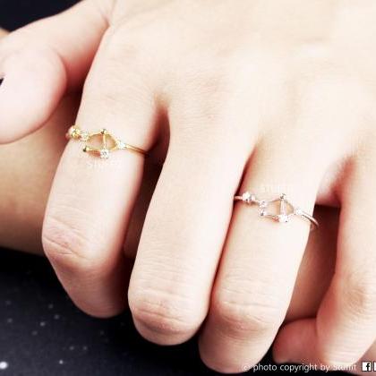 Libra Ring Constellation Sign Gold Plated Over..