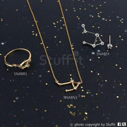 Aries Ring Constellation Sign Gold Plated Over..