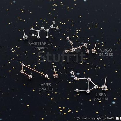 Virgo Constellation Earrings Unbalanced Stud..
