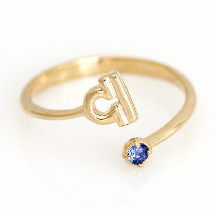 Libra Open Ring Zodiac Sign Gold Plated Over Brass..