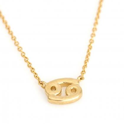 Cancer Necklace Zodiac Necklace Gold Plated Over..