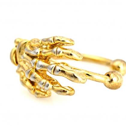 Skeleton Hand Ear Cuff Gold Plated Over Brass..