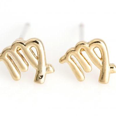 Virgo Earrings Zodiac Stud Delicate Earrings Gold Plated over Brass 5NAAE16