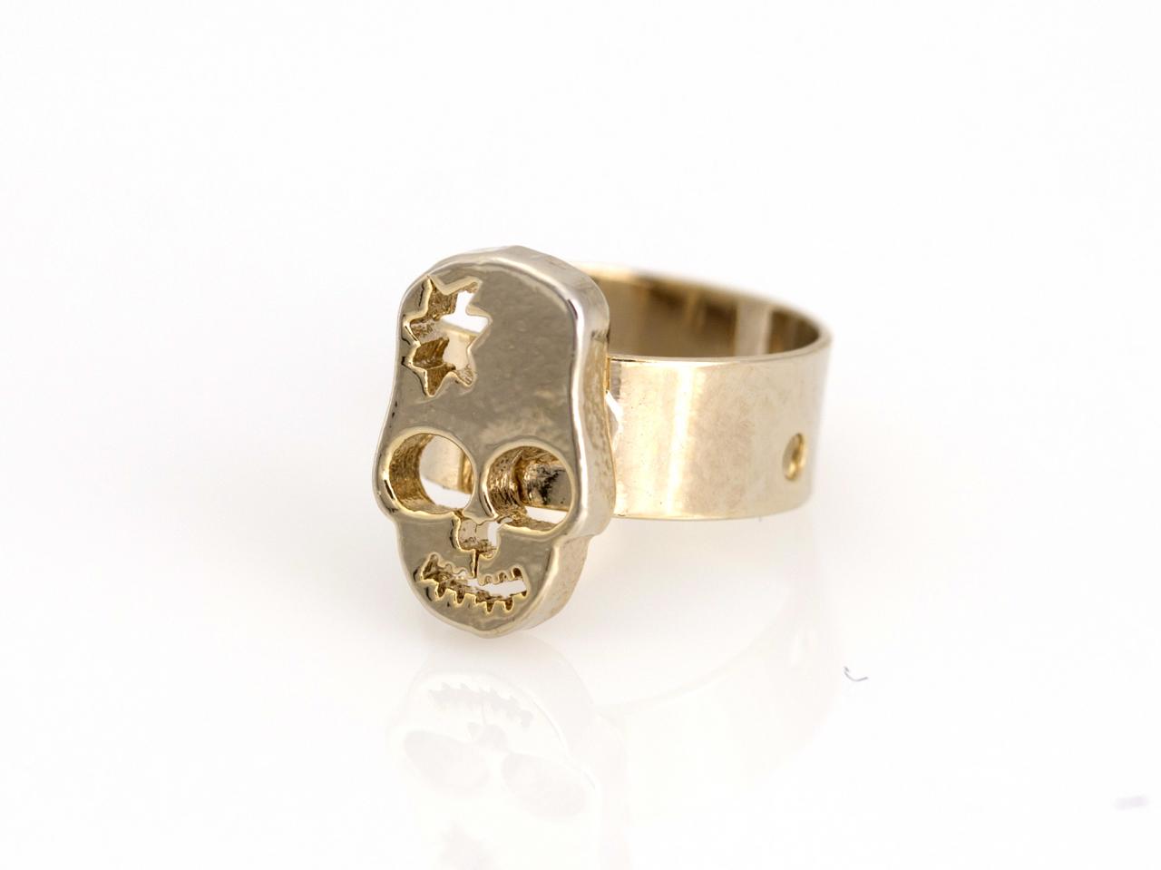 Skull Ear Cuff Delicate Tiny Skull Stud Gold Plated Over Brass 5nhbe7