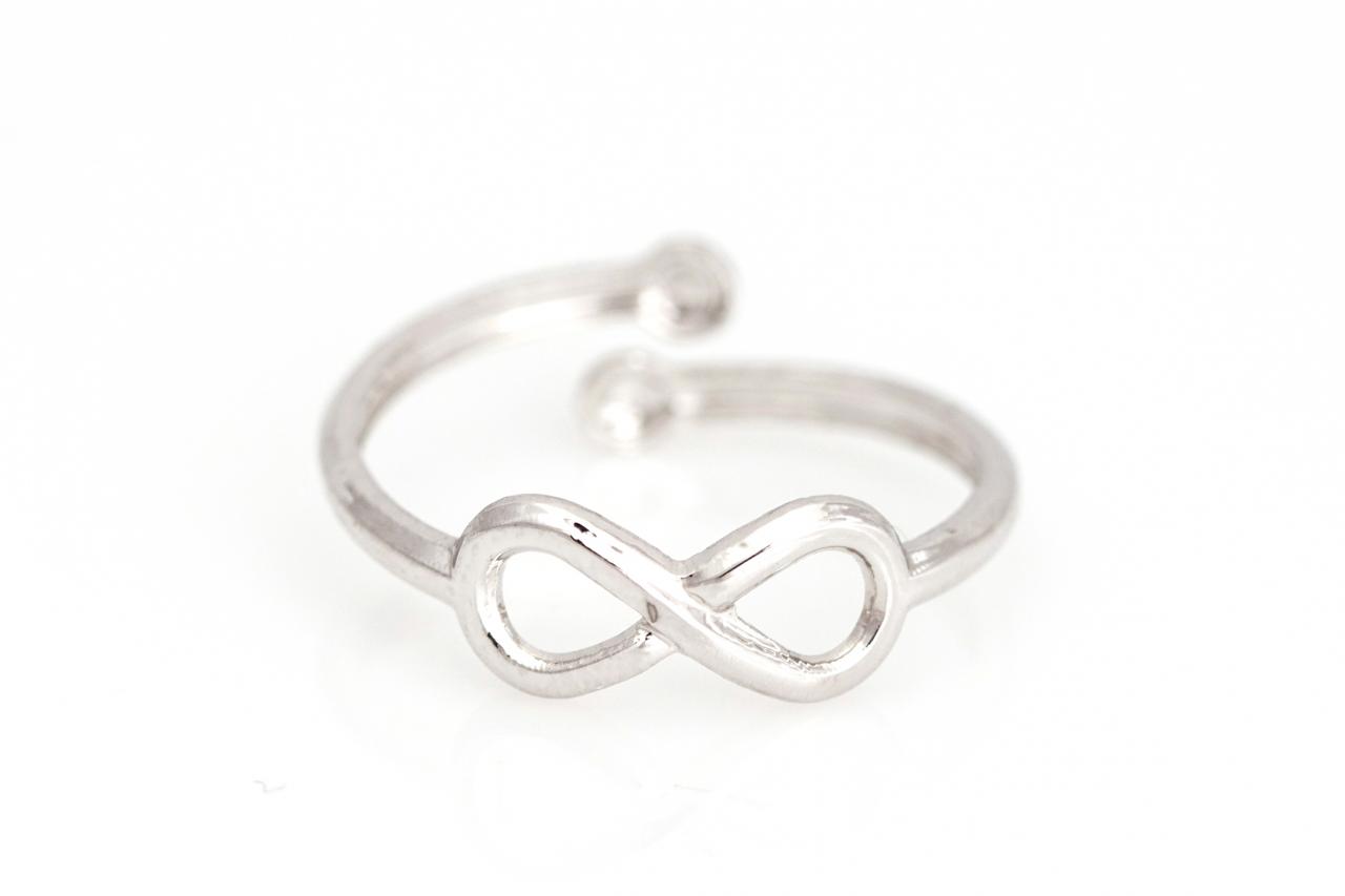 Infinity Open Ring Lucky Symbol Ring Rhodium Plated Over Alloy 5nedr1
