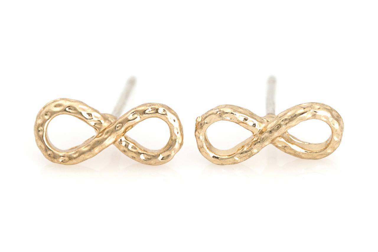 Infinity Earrings Delicate Scratch Infinity Stud Gold Plated Brass 5nede2