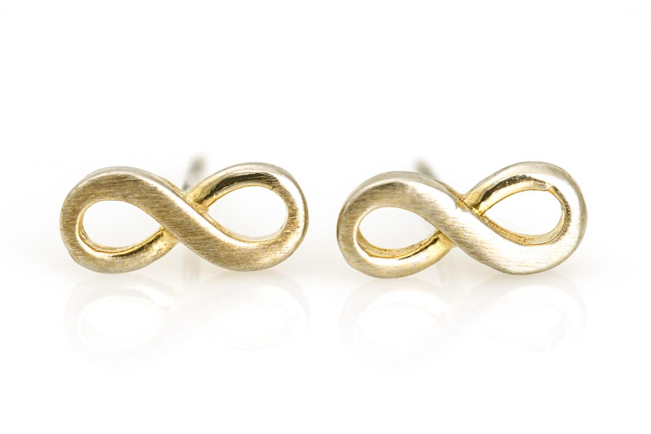 Infinity Earrings Delicate Scratch Infinity Stud Gold Plated Brass 5nede1