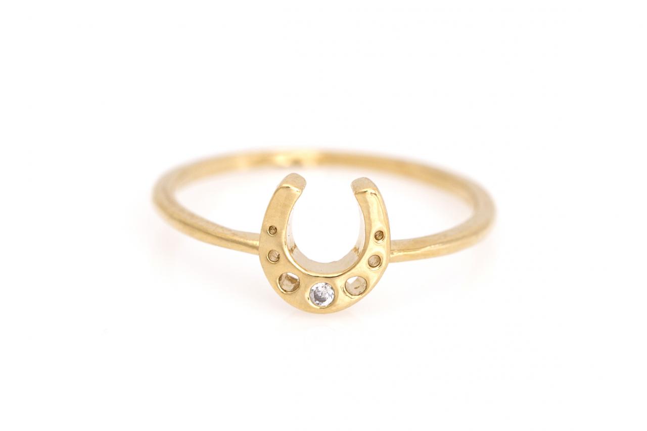 Horseshoe Ring Lucky Symbol Ring Gold Plated Over Brass 5nebr1