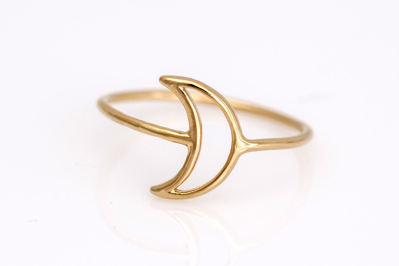 1 Crescent Moon Ring Delicate Shiny Ring Gold Plated Over Brass 5ncar4