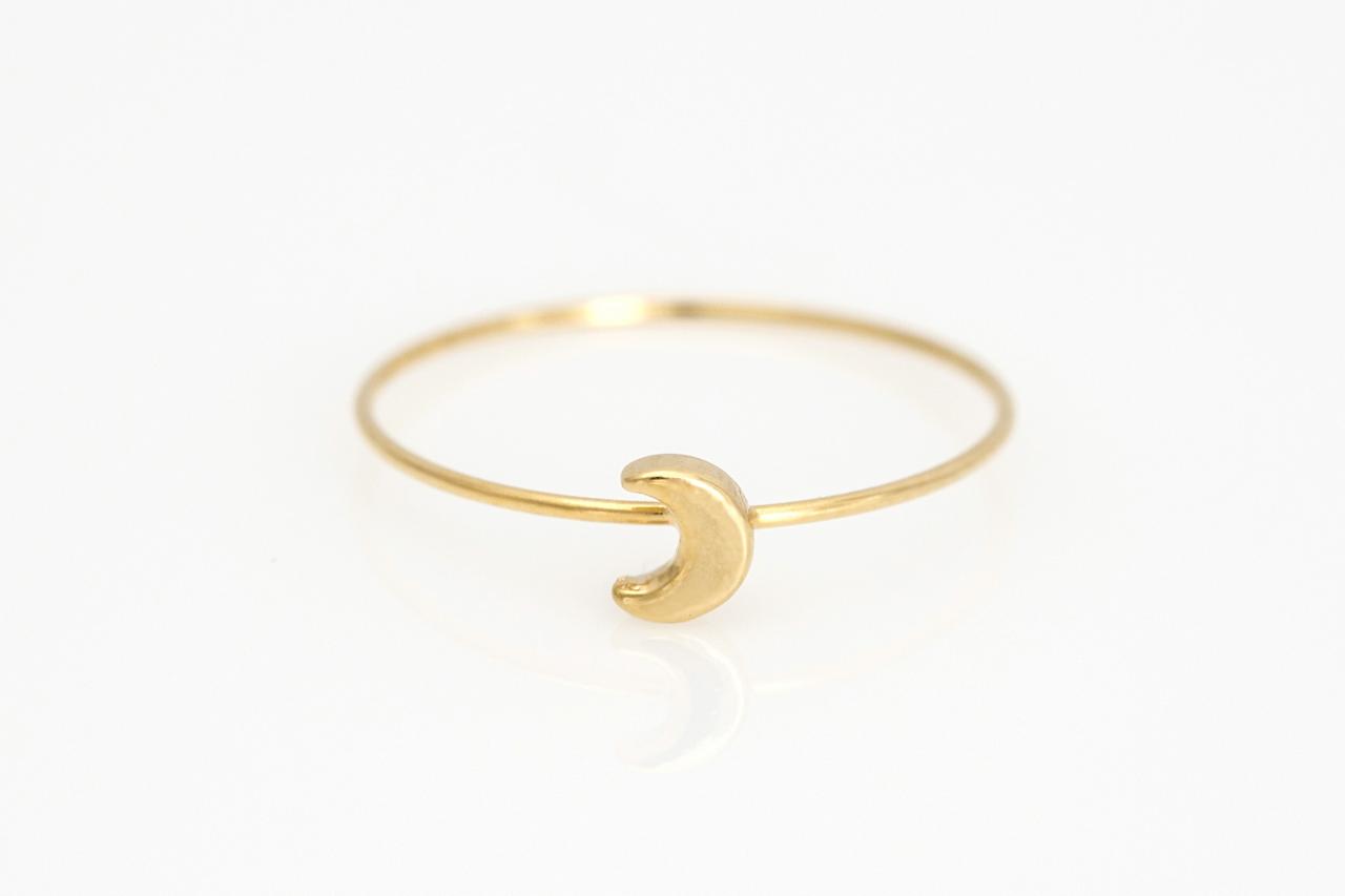 1 Crescent Moon Ring Delicate Shiny Ring Gold Plated Over Brass 5ncar3