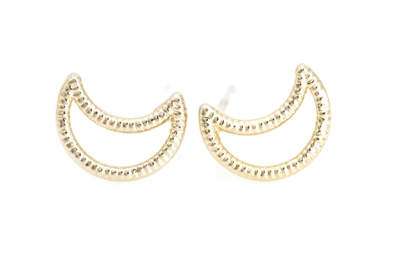1 Crescent Moon Earrings Half Moon Stud Gold Plated Over Brass 5ncae4