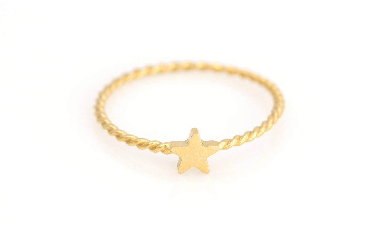 1 Star Ring Delicate Scratch Ring Gold Plated Over Brass 5nbar9