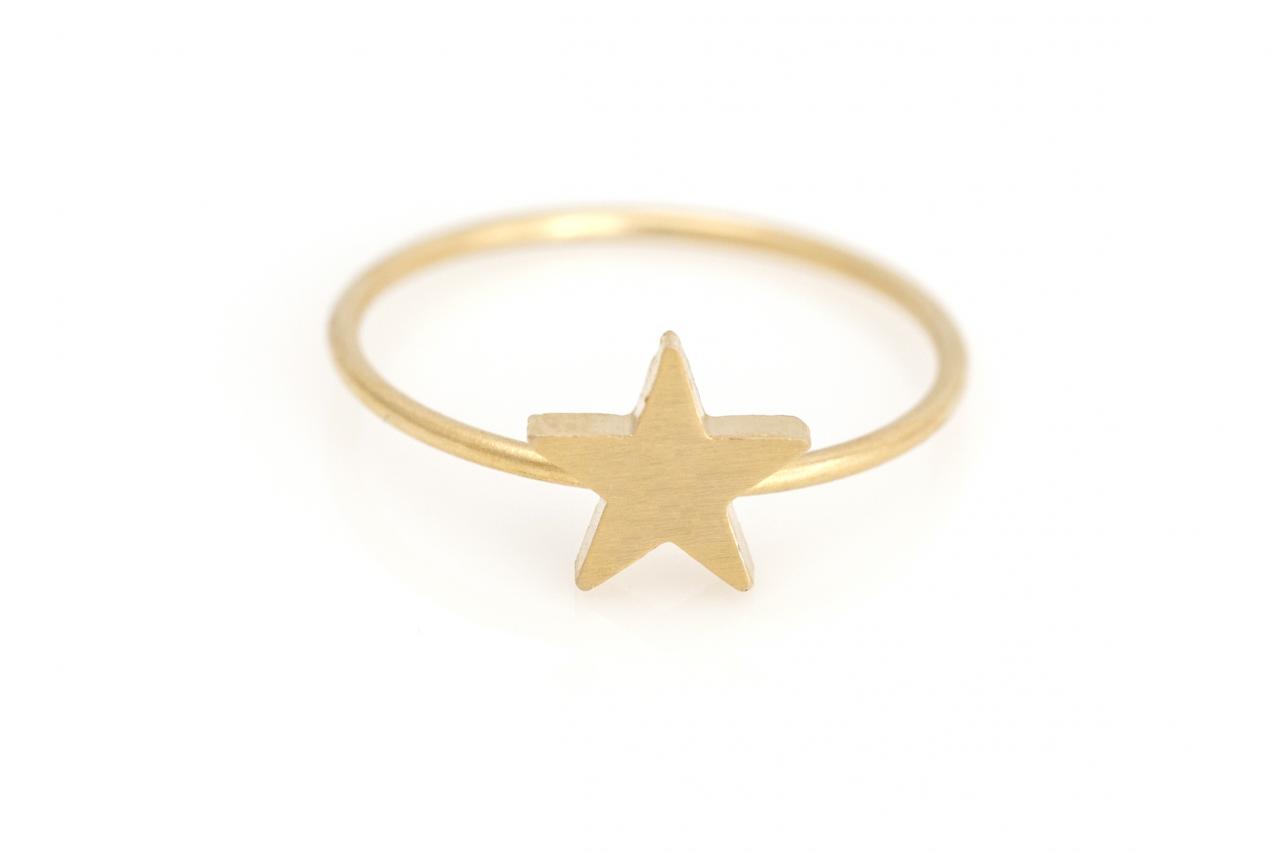 1 Star Ring Delicate Scratch Ring Gold Plated Over Brass 5nbar8