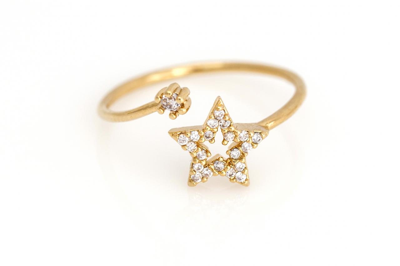 1 Star Open Ring Shiny Size Ring Gold Plated Over Brass 5nbar5