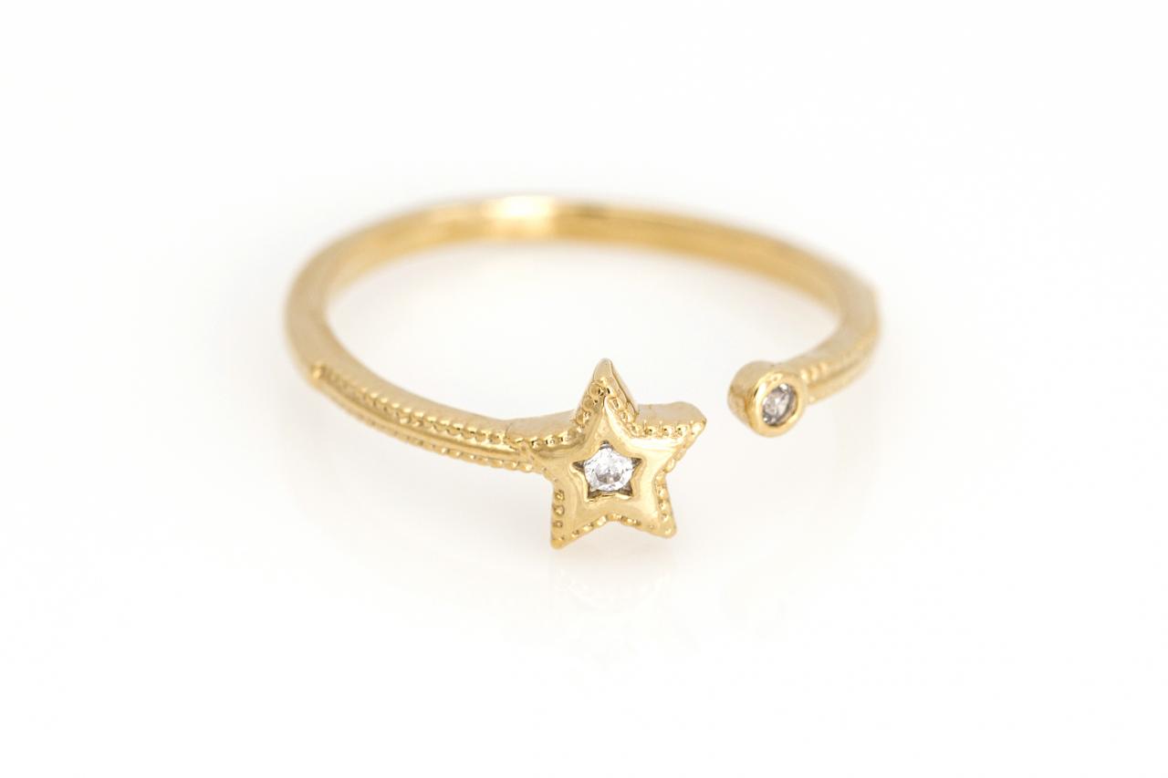 1 Star Open Ring Shiny Size Ring Gold Plated Over Brass 5nbar4