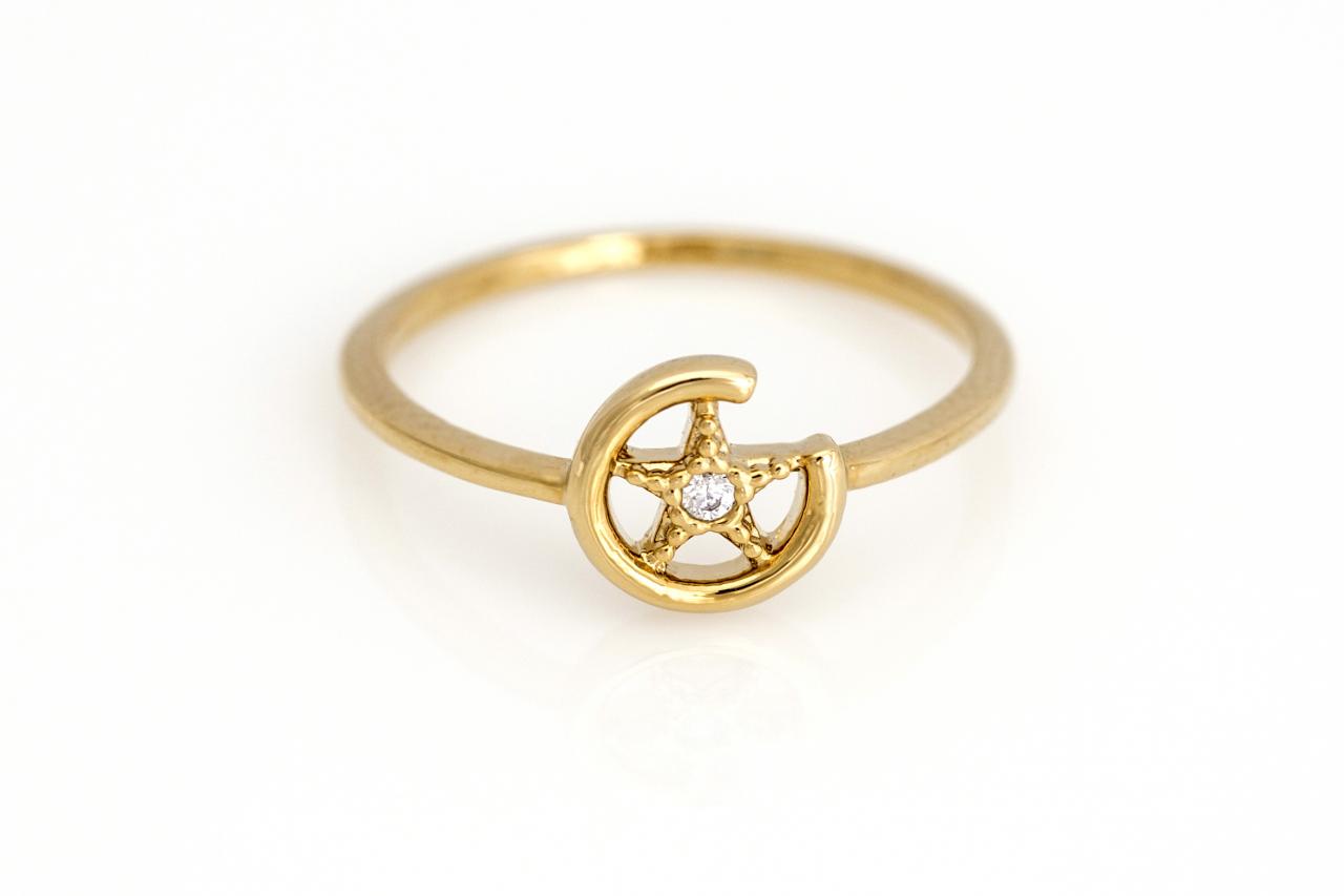 1 Star Ring Circle Shiny Shape Ring Gold Plated Over Brass 5nbar3