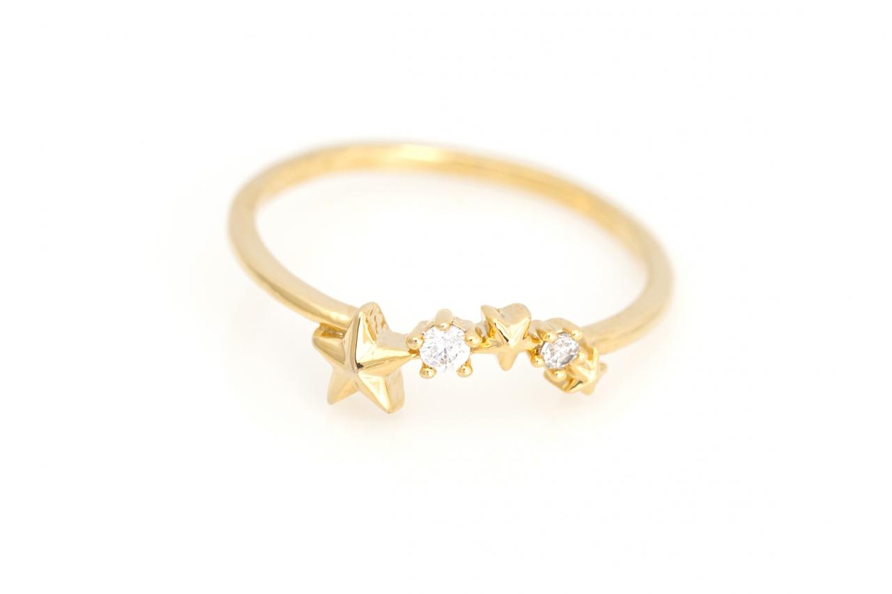 Stars Ring Shiny Constellation Ring Gold Plated Over Brass 5nbar2