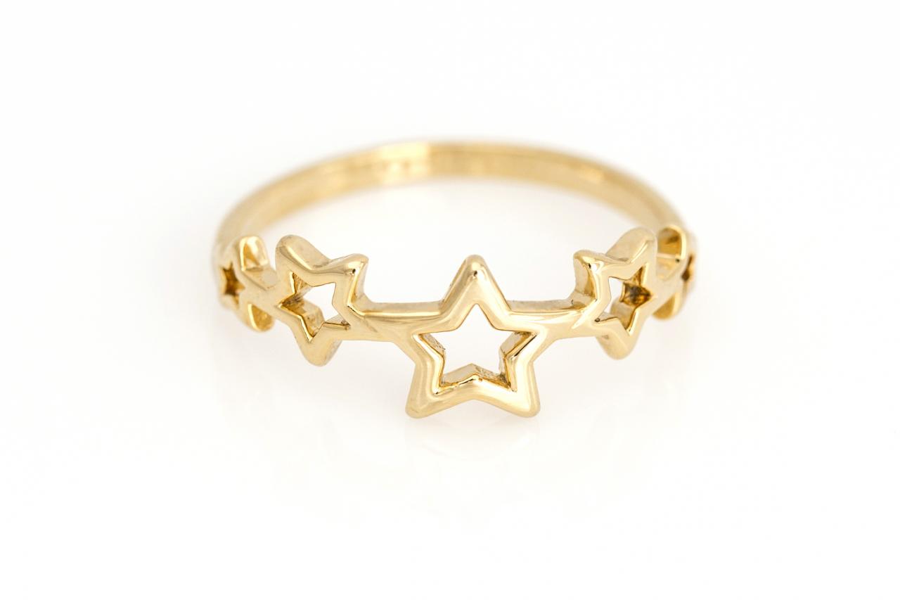 Mulit Stars Ring Delicate Shiny Ring Gold Plated Over Brass 5nbar15