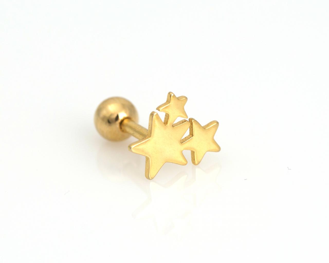 Stars Peircing For Tragus Helix Lobe Use Gold Plated Over Brass 5nbap16