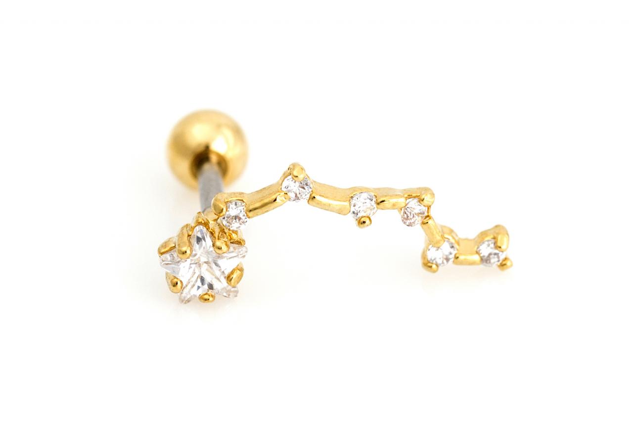 Stars Peircing For Tragus Helix Lobe Use Gold Plated Over Brass 5nbap13