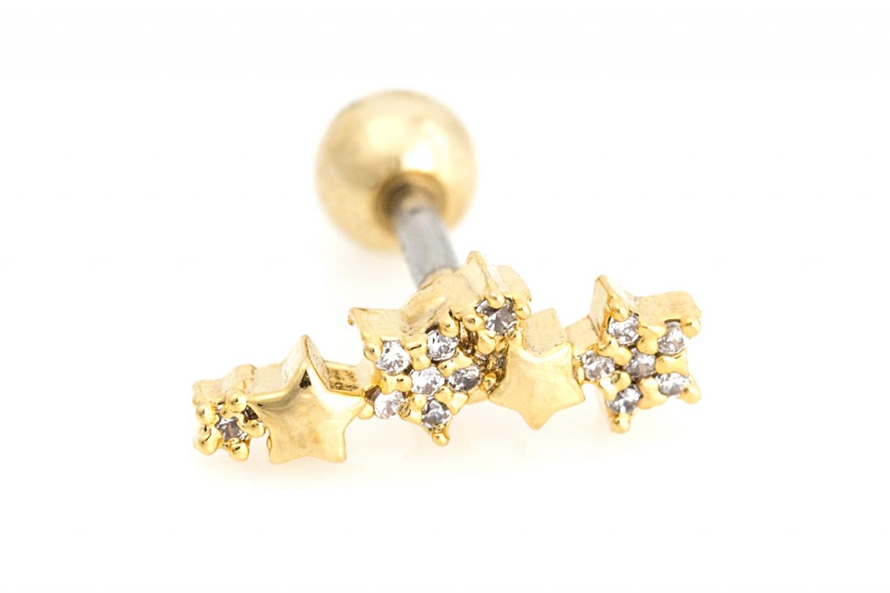 Stars Peircing For Tragus Helix Lobe Use Gold Plated Over Brass 5nbap12