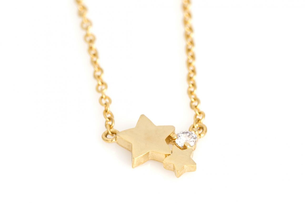 Star Necklace Tiny Delicate Star Gold Plated Over Brass 5nban1