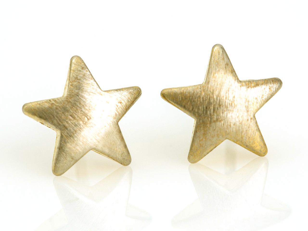 1 Star Earrings Delicate Scratch Star Stud Gold Plated Over Brass 5nbae10