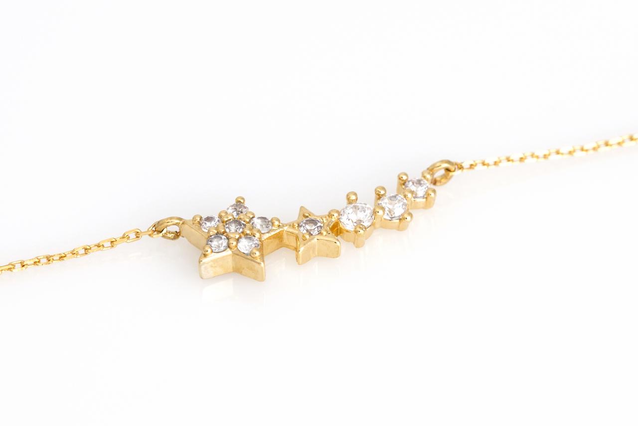 Multi Stars Bracelet Shiny Bracelet Gold Plated Over Brass 5nbab1