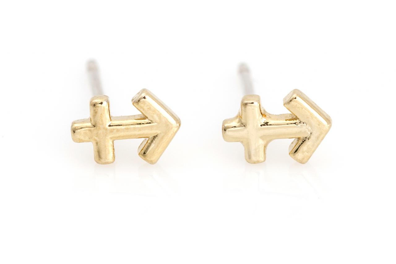 Sagittarius Earrings Zodiac Stud Delicate Earrings Gold Plated Brass 5naae19