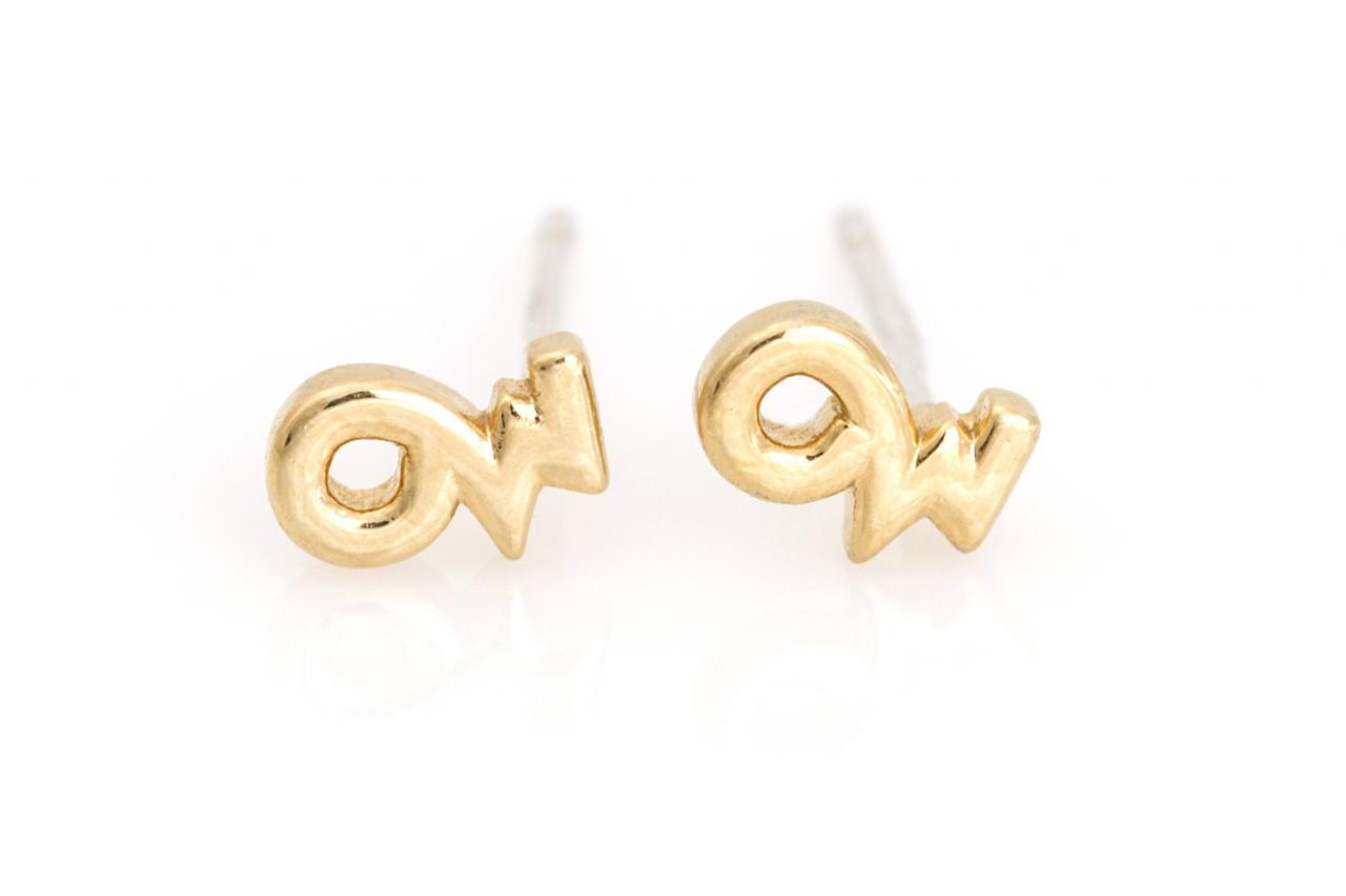 Capricorn Earrings Zodiac Stud Delicate Earrings Gold Plated Brass 5naae110