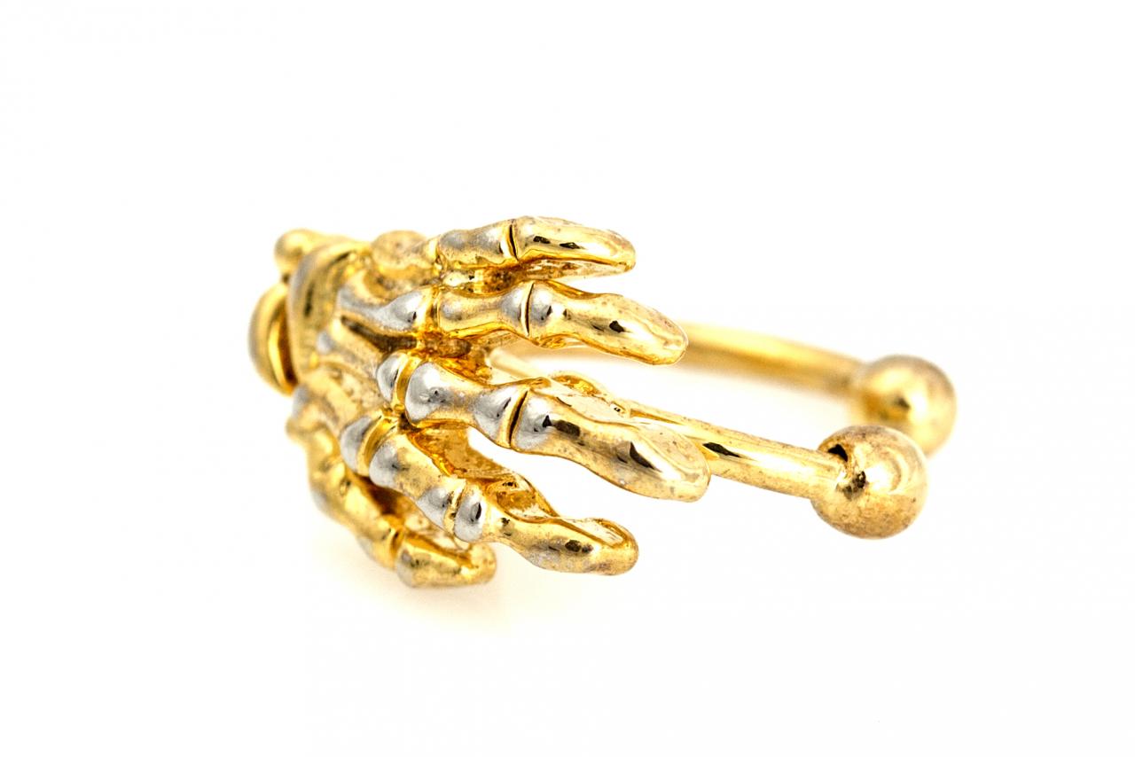 Skeleton Hand Ear Cuff Gold Plated Over Brass 5nhbe8